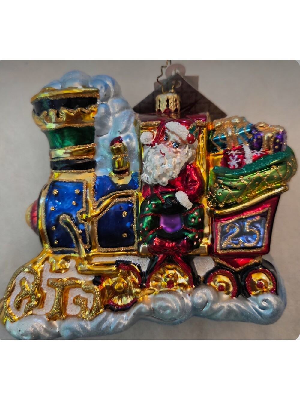 Christopher Radko Choo Choo Claus Glass Ornament, Santa & Snowman, Mint w/Tag